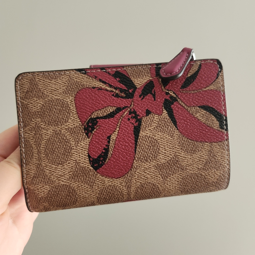 Coach Brown and Pink Floral Wallet - Picture 2 of 7